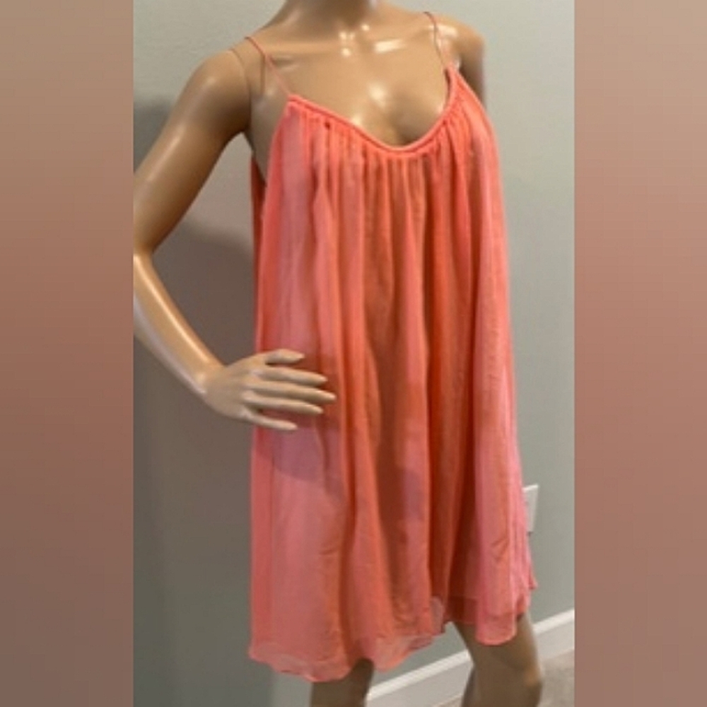 Elizabeth and James Sexy Coral Silk Spaghetti Strap Dress  Size M     NWT
